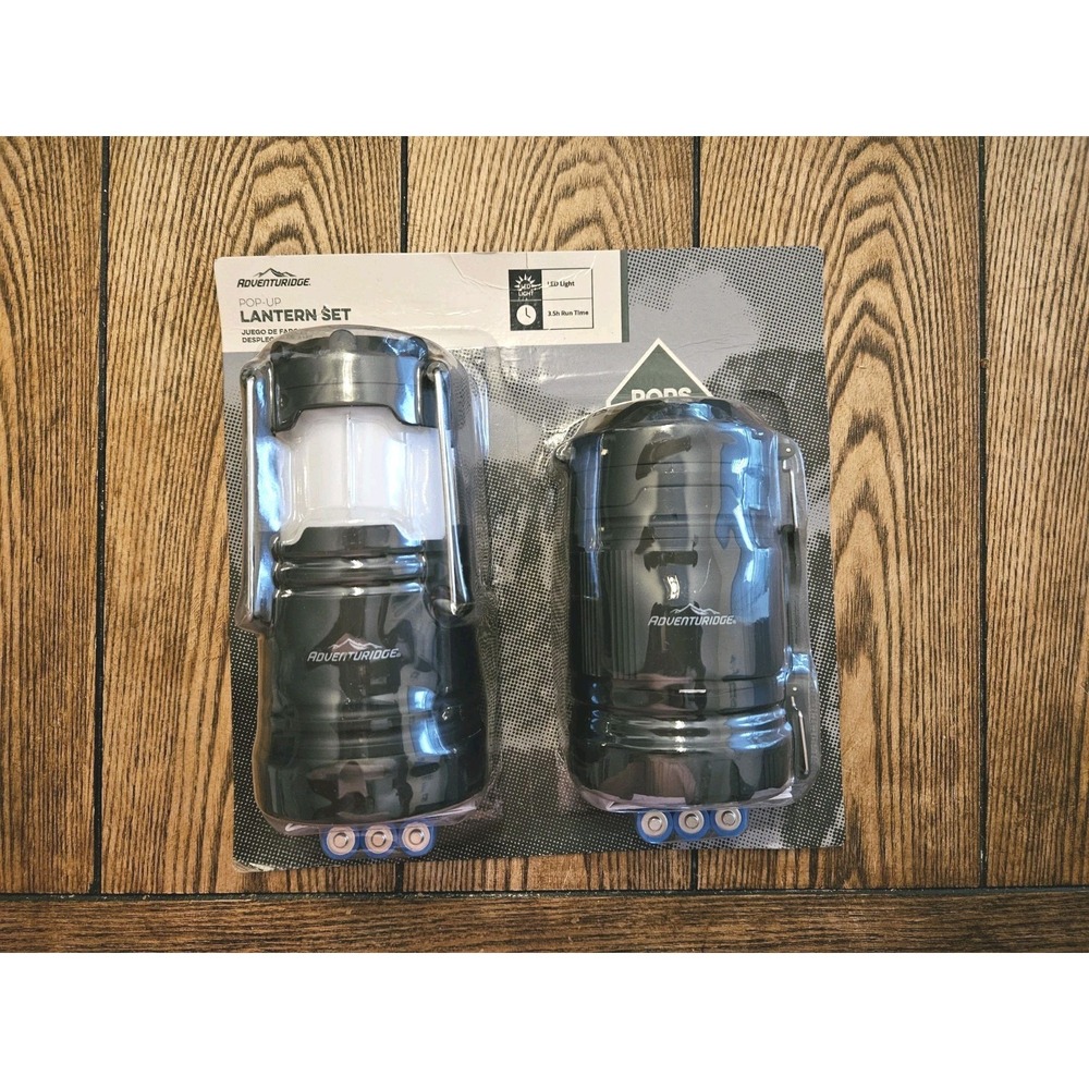 Adventuridge Pop Up Lantern Set 2 Pack Collapsible LED Camping Lights Batteries